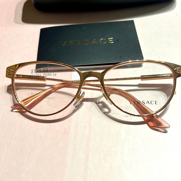 NEW VERSACE MOD. 1277 1412 ROSE GOLD PINK AUTHENTIC FRAMES RX EYEGLASSES 54-17 - Picture 2 of 6